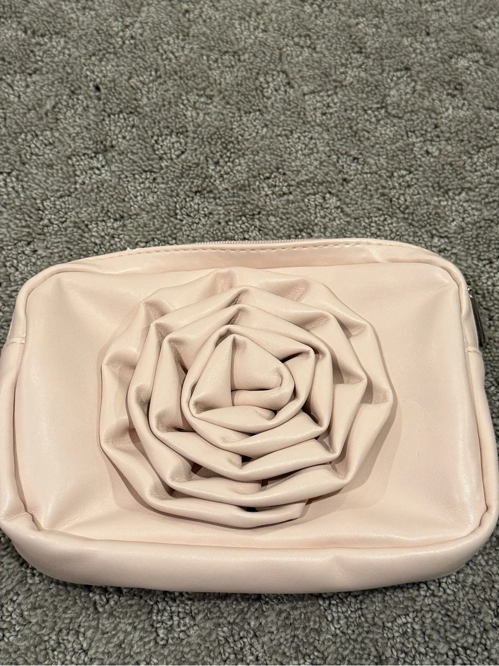 Swarovski Pale Pink Rose Appliqué Cosmetic Pouch